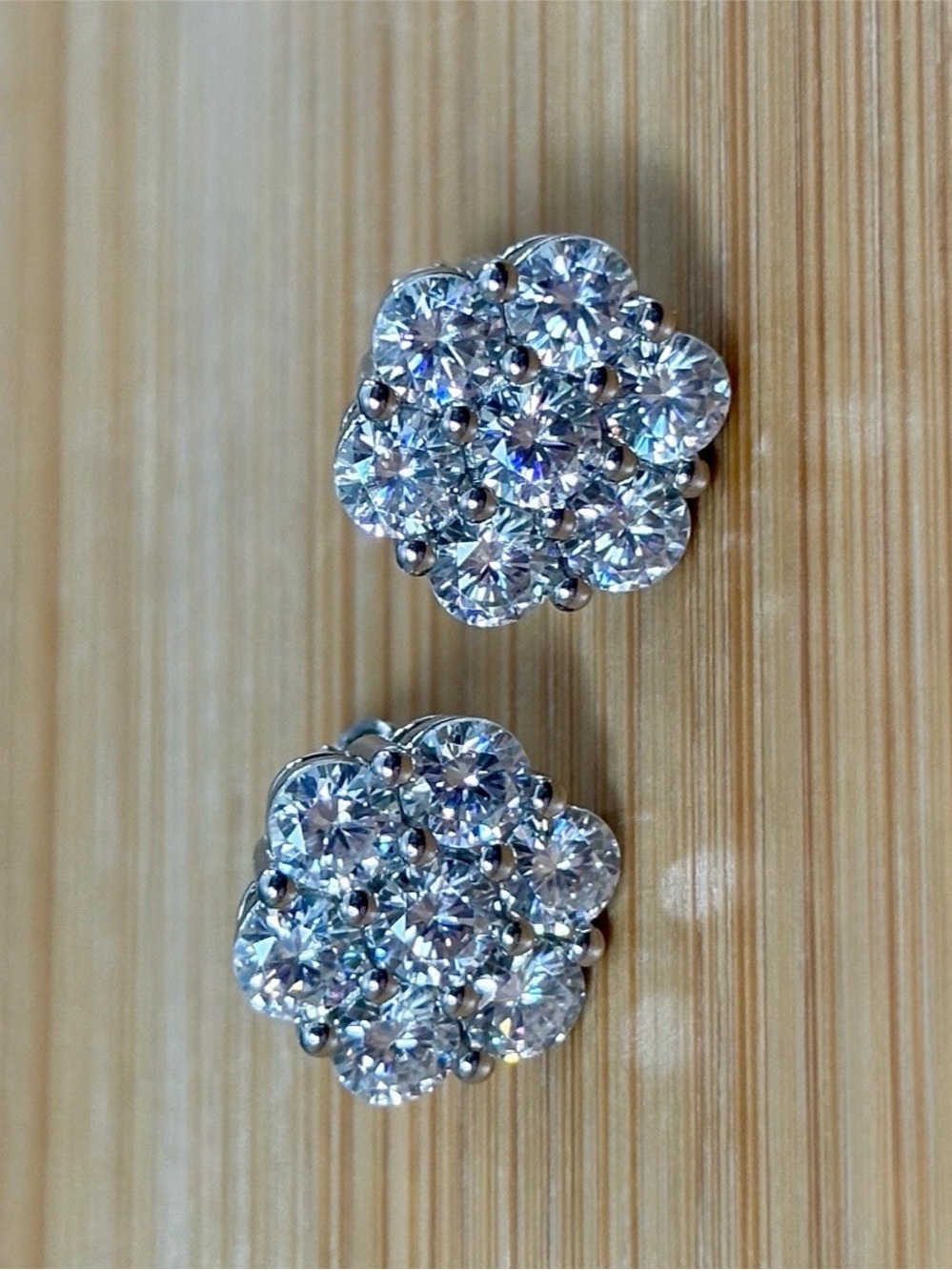 A 4.2ctw certified pair of glamorous Moissanite screwback cluster earrings!